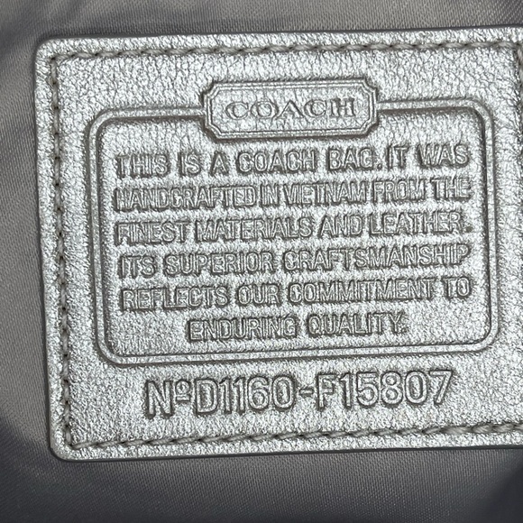 Coach Ashley Signature "C" Shoulder Satchel Purse Silver Metallic Vintage - Picture 11 of 16